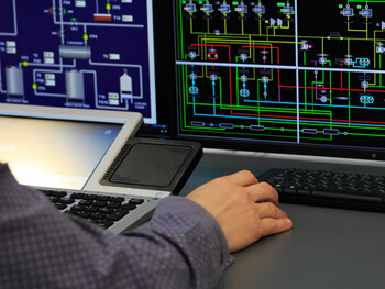 Man working on a Building Automation System design